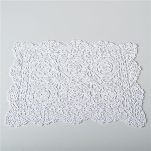 Saro Lifestyle SARO 869.W1218B 12 x 18 in. Rectangle Handmade Crochet Lace Placemat - White  Set of 4 869.W1218B